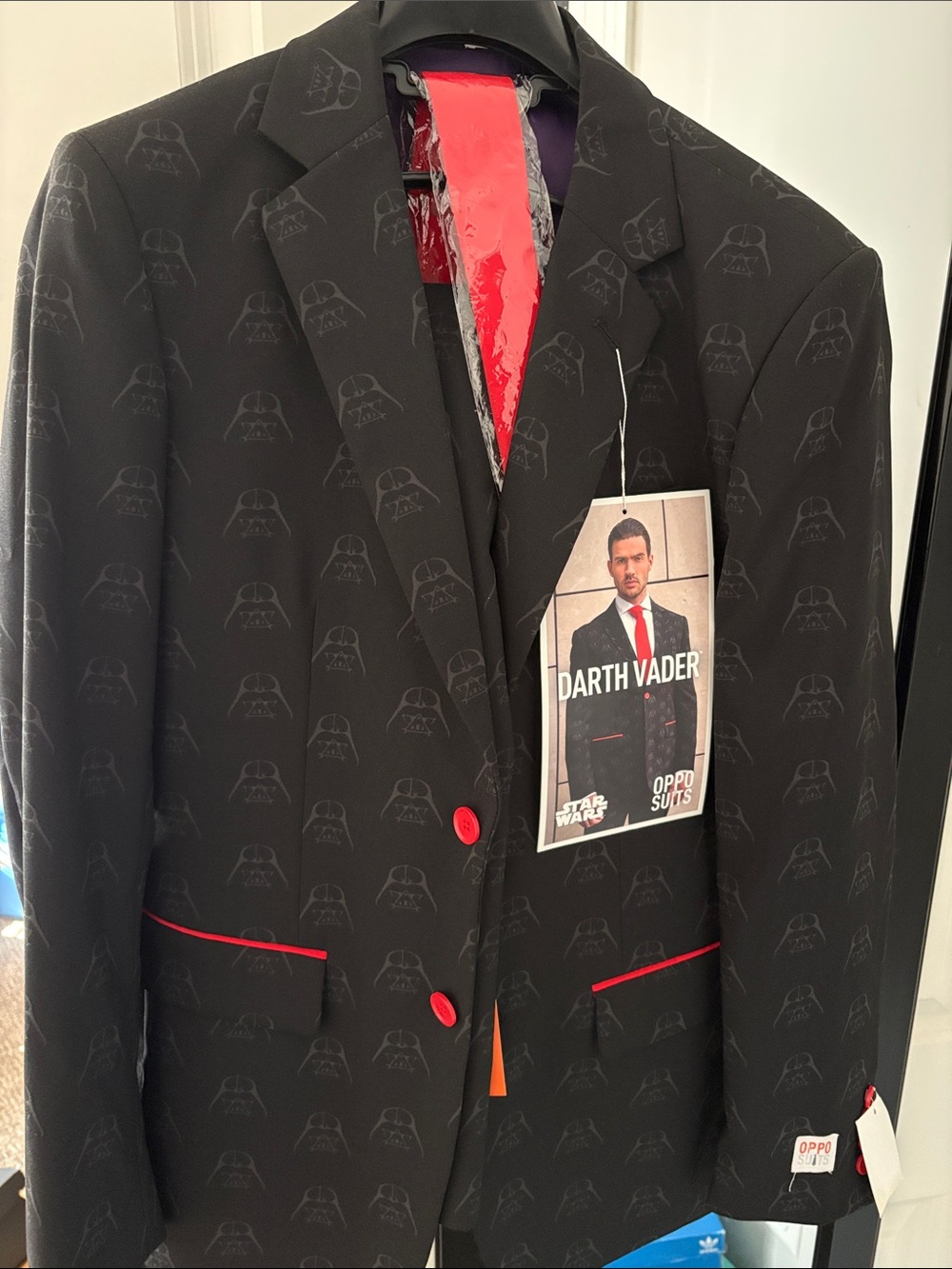 OppoSuits Black & Red Darth Vader Pattern Blazer